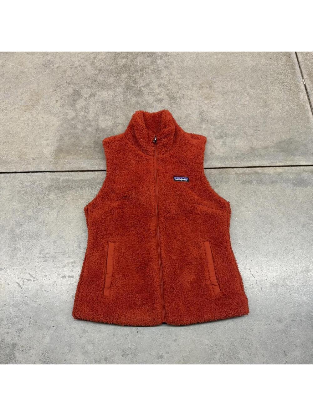 vintage patagonia los gatos orange full zip fleece vest size small WOMENS